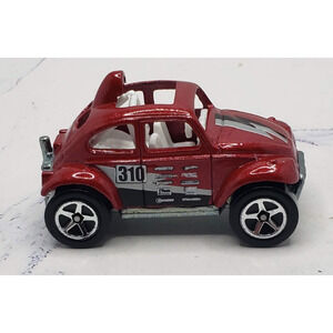 2008 Hot Wheels #131 Team: Volkswagen 3/4 Baja Bug Red w/Chrome 5 Spoke Wheels
